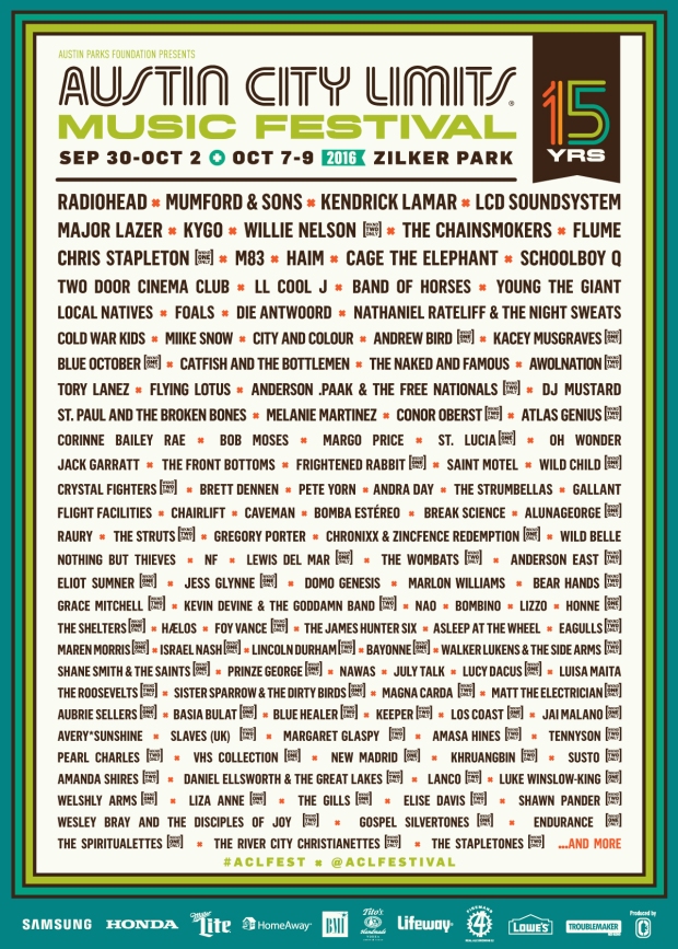 ACL Fest 2016 Lineup